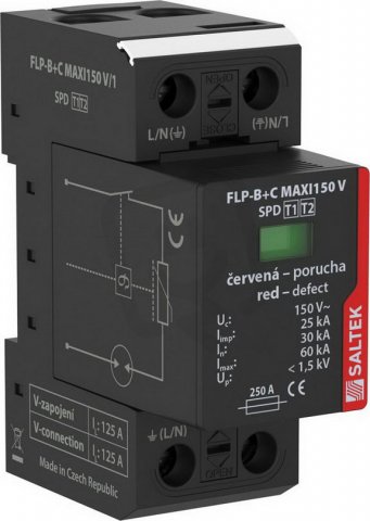 FLP-B+C MAXI150 V/1 kombinov. svodič TN/TT do 150VAC 25kA(10/350) SALTEK A05834