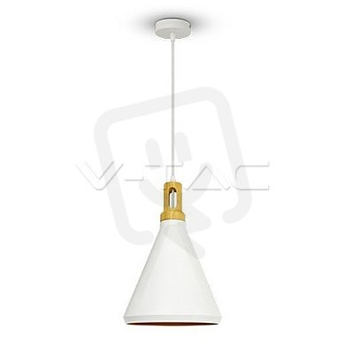 Modern White Wooden Top Pendant 1xE27 (m