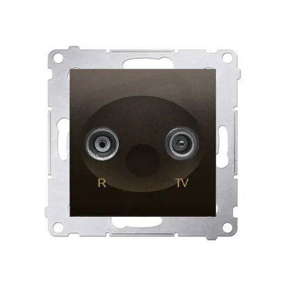 Zásuvka R-TV průběžná útlum R-TV 10 dB, hnědá matná metalizované DAP10.01/46