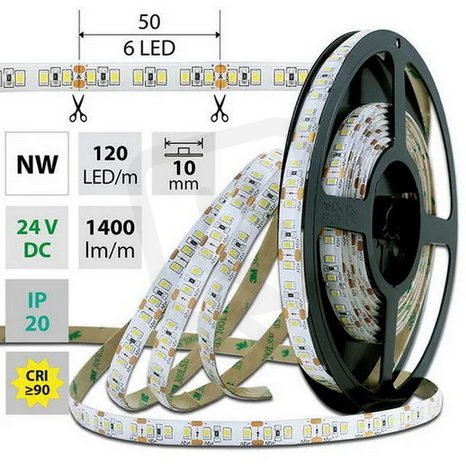 LED pásek SMD2835 NW, 120LED, 50m, 24V, 14 W/m MCLED ML-126.815.60.2