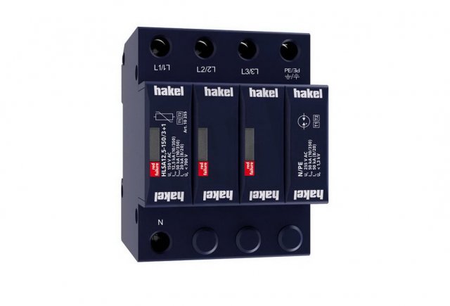Svodič impulzních proudů a rázového přepětí HAKEL HLSA12,5-150/3+1 SPD typ 1+2
