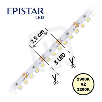 LED pásek 120LED/m 3528 IP20 2800-2900 K bílá 12V 3D 5m FK TECHNICS 4738252-60