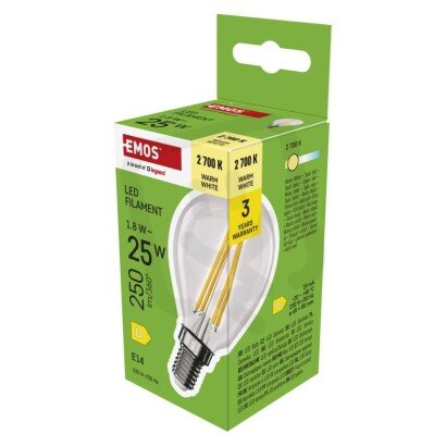 LED žárovka Filament Mini Globe E14 1,8W (25W) 250 lm teplá bílá EMOS ZF1D02