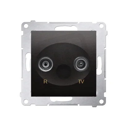 Zásuvka R-TV průběžná útlum R-TV 10 dB, antracit mat, metalizované DAP10.01/48