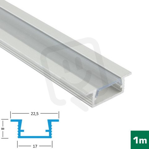 FKU02-1M-EL AL profil FKU02 pro LED, s plexi, 1m, elox FK TECHNICS 4731054