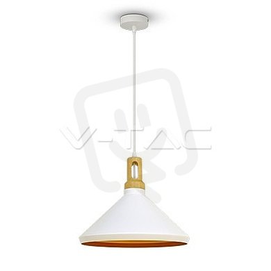 Modern Long White Wooden Top Pendant,  V