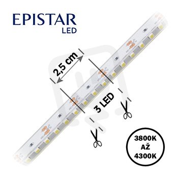 LED pásek 120LED/m 3528 IP67 4000-4300 K bílá 12V 5m 3D FK TECHNICS 4738253-60