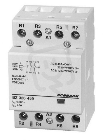 Instalační stykač 40 A, 4R (4NC), 230 V AC, 3TE SCHRACK BZ326459--