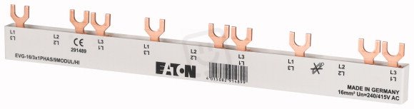 Propojovací lišta Eaton EVG-16/3x1PHAS/6MODUL/HI In=80A 16mm2 291487