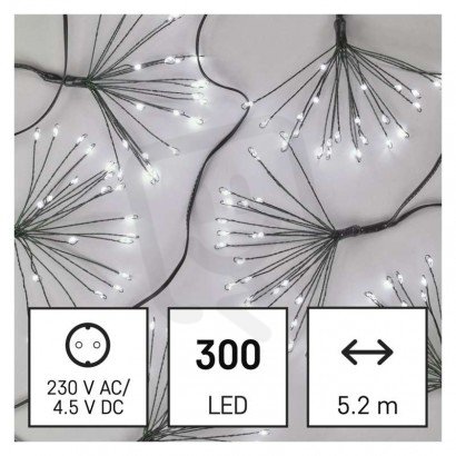 LED světelný řetěz - svítící trsy, nano, 5,2 m, vnitřní, studená bílá, časovač