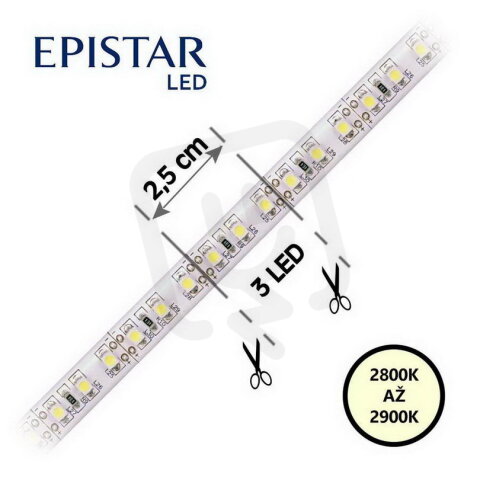 LED pásek 120LED/m 2835 IP20 3300-3600 K bílá 12V 5m FK TECHNICS 4738582-60