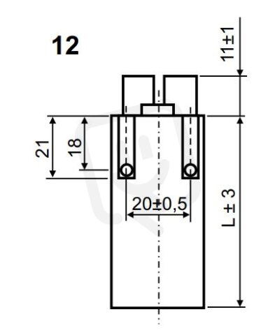 Světelný kompenzační kondenzátor 12uF 30x75mm svorkovnice zacvaknutí LCP0120012