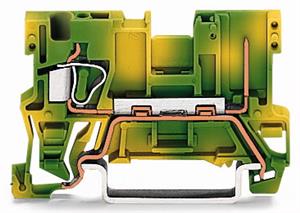Základní svorka PE-1 vodič/1pin, 4mm2, na DIN lištu, zeleno-žlutá