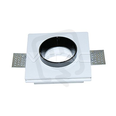 GU10 Fitting Gypsum White Recessed Light With Black Metal Square, VT-866