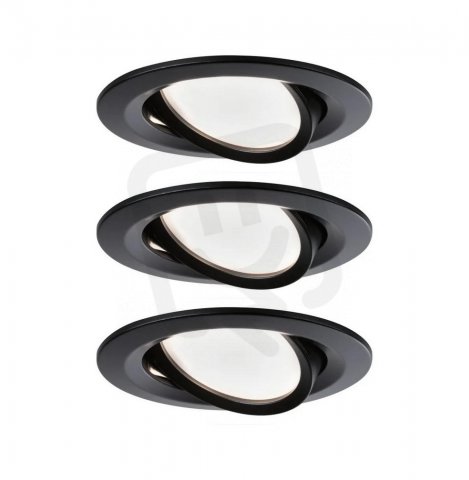 LED vestavné svítidlo Nova kruhové 3x6,5W teplá bílá černá/mat výklopné 3ks sada