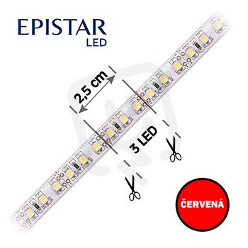 LED pásek 120LED/m, 2835, IP20, červená, 12V, 10m FK TECHNICS 4738245-60