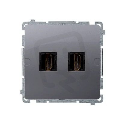 dvojitá zásuvka HDMI, (strojek s krytem) Inox KONTAKT SIMON BMGHDMI2.01/21