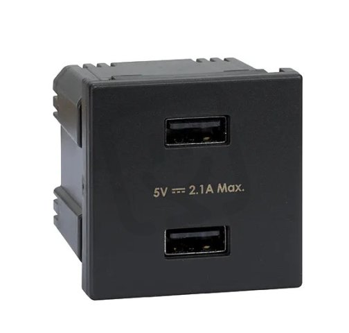 USB nabíječka K45 USB 2.0 - A 5V DC 2,1A 45×45mm grafit KONTAKT SIMON K126E/14
