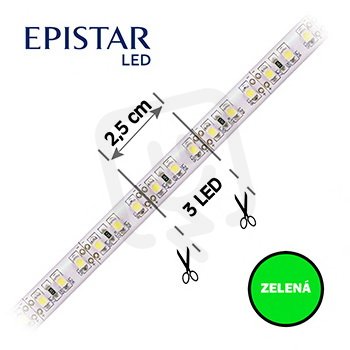 LED pásek 120LED/m, 2835, IP20, zelená, 12V, 10m FK TECHNICS 4738246-60