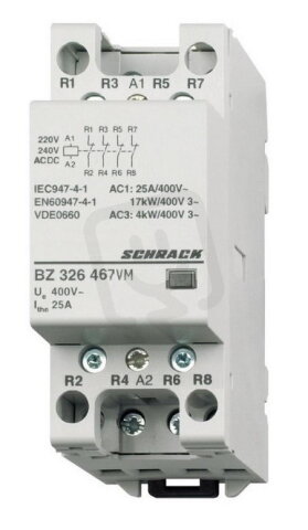 Instalační stykač VM 25 A, 4R (4NC), 230 V AC/DC, 2TE SCHRACK BZ326467VM