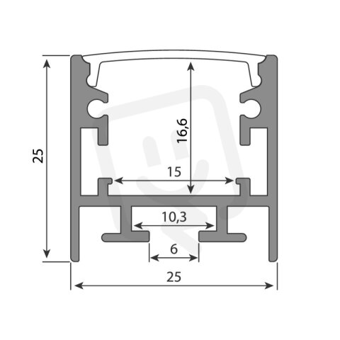 Přisazený hliníkový profil černý PCA 25x25mm mléčný difuzor 2m - ML-761.327.74.2