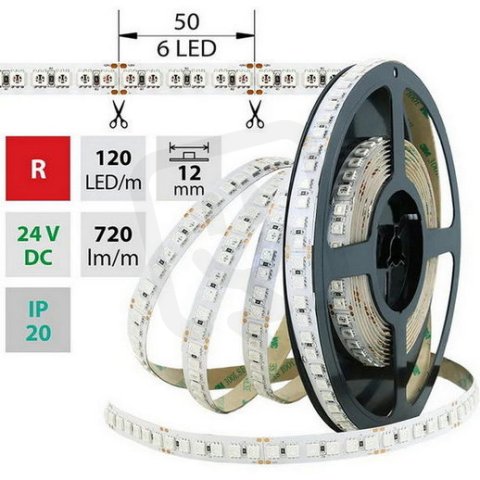 LED pásek SMD5050 R, 120LED, 5m, 24V, 28,8 W/m MCLED ML-126.666.60.0