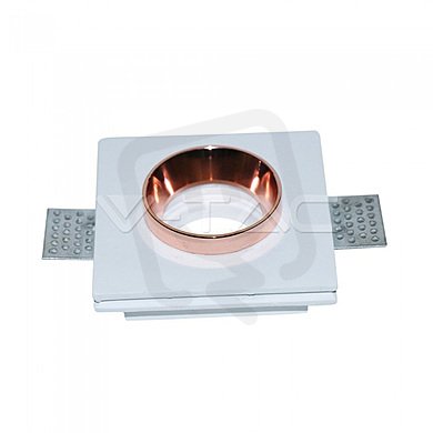 GU10 Fitting Gypsum White Recessed Light With Rose Gold Metal Square, VT-866