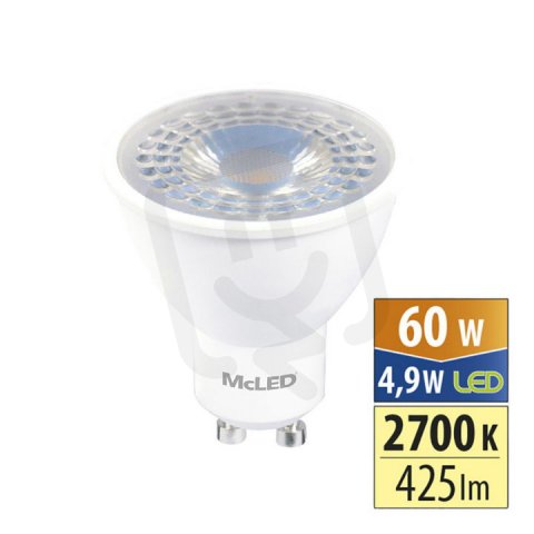 LED žárovka GU10, 4,9W, 2700K, PAR16, CRI80, vyz. úhel 38°, use 360° 425lm