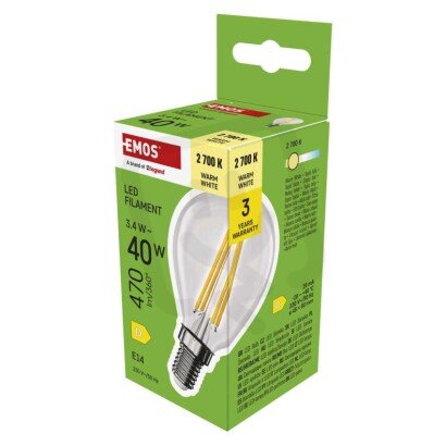 LED žárovka Filament Mini Globe E14 3,4W (40W) 470 lm teplá bílá EMOS ZF1D22