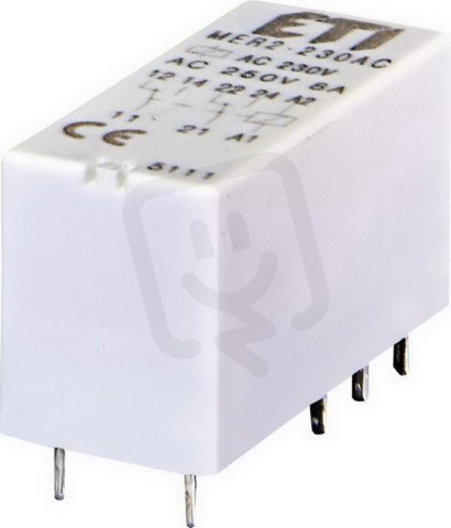 Miniaturní paticové relé MER2-230AC, kontakty 2xCO,8A, 230V AC ETI 002473034