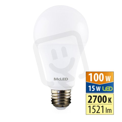 LED žárovka 15W, E27, 2700K, CRI80, vyz. úhel 200°, 360° 1521lm