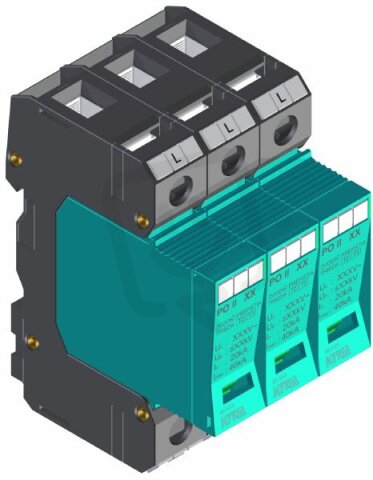 Přepěťová ochrana PO II 3 280V/40kA, modulární, vyměnitelná, C+D