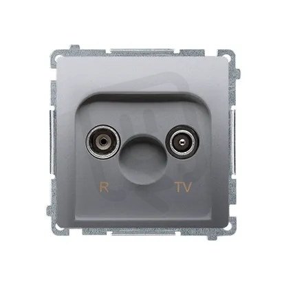Zásuvka R-TV průběžná 10 dB, 1x vstup: 5-862 MHz stříbrná matná metalizované