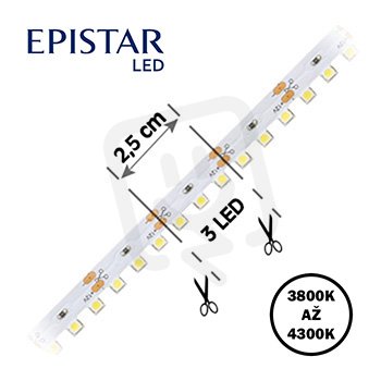 LED pásek 120LED/m 3528 IP20 4000-4300 K bílá 12V 3D 5m FK TECHNICS 4738251-60