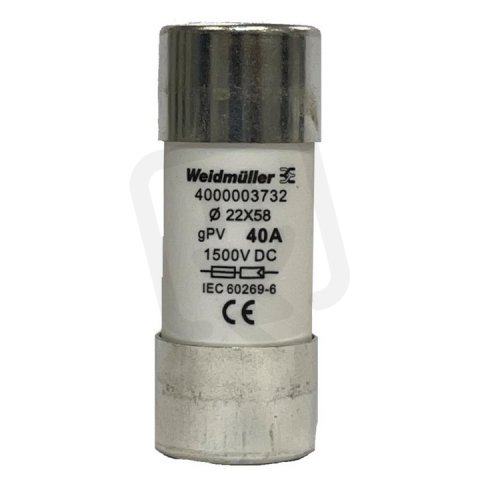 Bezpečnostní pojistka FUSE WSFL 22X58 40A 1K5V GPV WEIDMÜLLER 4000003732