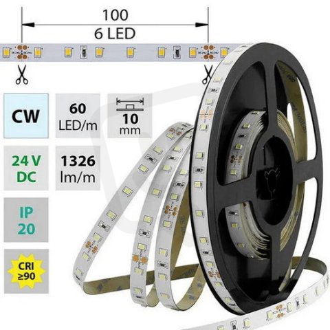 LED pásek SMD2835 CW, 60LED, 50m, 24V, 14,4 W/m MCLED ML-126.702.60.2
