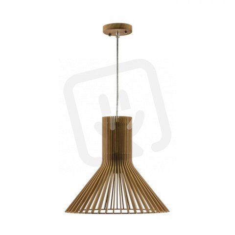 Wooden Pendant Light With Chrome Decorat