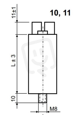 Světelný kompenzační kondenzátor 3,5uF 25x60mm svorkovnice šroub M8 LCP0040011