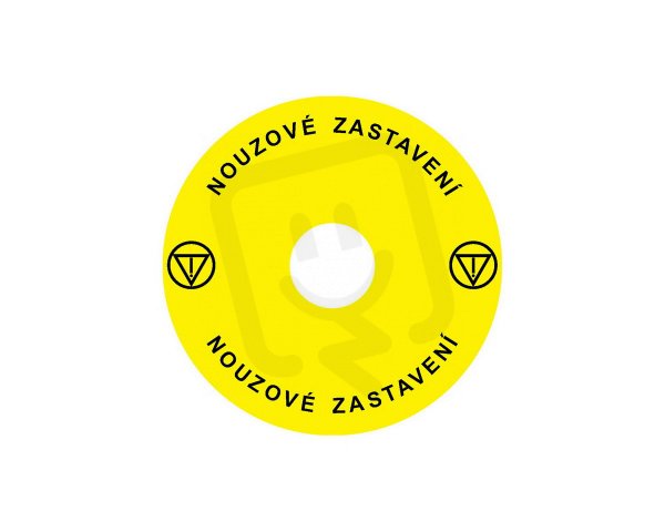 Štítek nouzového zastavení NOARK pro Ex9P1 H, samolepicí, žlutý, průměr 90mm, CZ