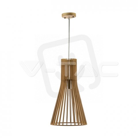 Wooden Pendant Light With Chrome Decorat