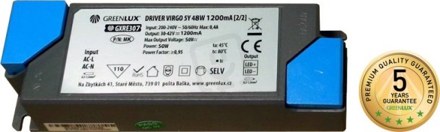 DRIVER VIRGO 5Y 48W 1200mA [2/2] LED driver GREENLUX GXRE307