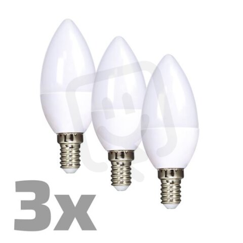 LED žárovka Ecolux 3-pack, svíčka, 6W, E14, 3000K, 450lm, 3ks SOLIGHT WZ431-3