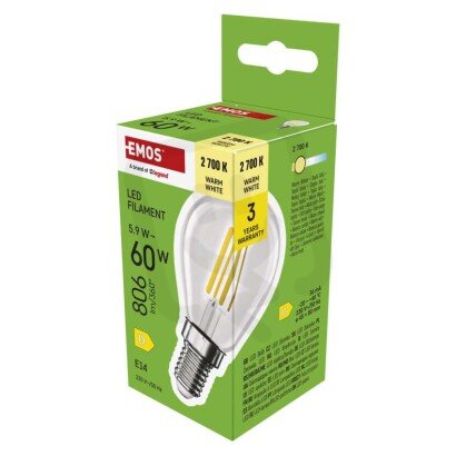 LED žárovka Filament Mini Globe E14 5,9W (60W) 806 lm teplá bílá EMOS ZF1D42