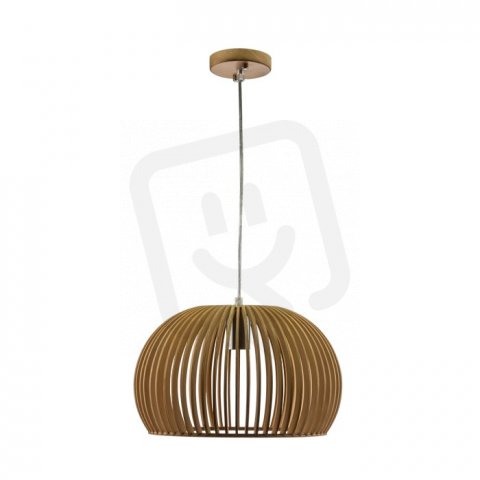 Wooden Pendant Light With Chrome Decorat