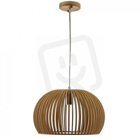 Wooden Pendant Light With Chrome Decorat