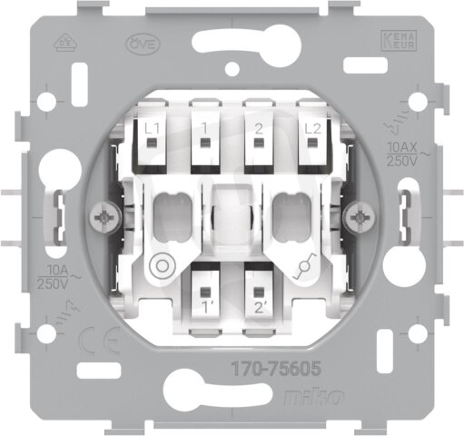 Přístroj spínače č.6 + tlačítka - automatické svorky NIKO 170-75605