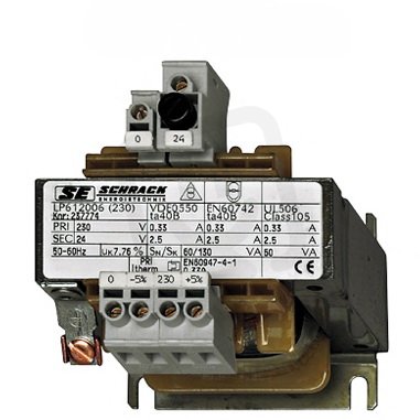 Bezpečnostní ochranný transformátor 230 V/24 V, 315 VA SCHRACK LP602032T-