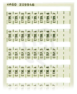 Popisovací karta WSB potisk E130.0, E130.1,.. E139.6, E139.7 (1×) bílá