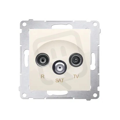 Zásuvka R-TV-SAT průběžná, (strojek s krytem) krémová KONTAKT SIMON DASP.01/41