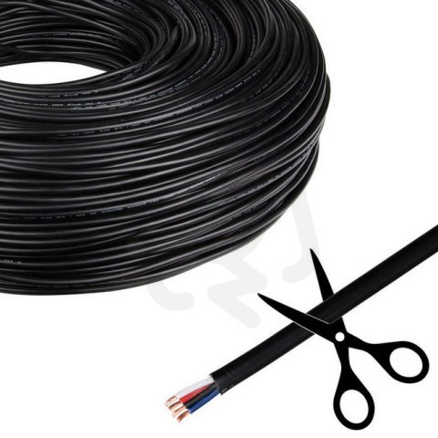 4-žilový kulatý silikonový kabel AWG 20/0,5 mm2 černý plášť, červ/zel/mod/bí